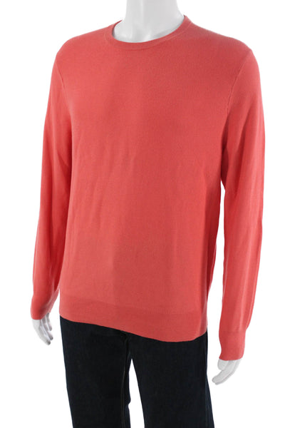 J Crew Mens Pullover Sweater Orange 100% Cotton Crewneck Long Sleeve Size M