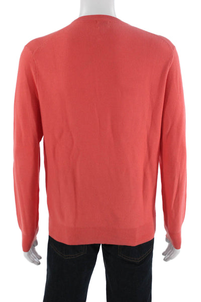 J Crew Mens Pullover Sweater Orange 100% Cotton Crewneck Long Sleeve Size M