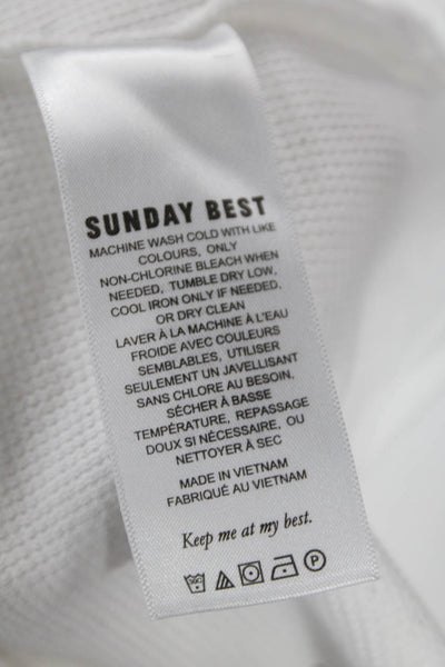 Sunday Best Women Cropped Basic White Long Sleeve T-Shirt Crew Neck Size XS