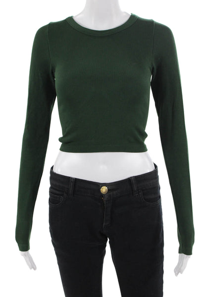 Sunday Best Women Cropped Basic Green Long Sleeve T-Shirt Size M