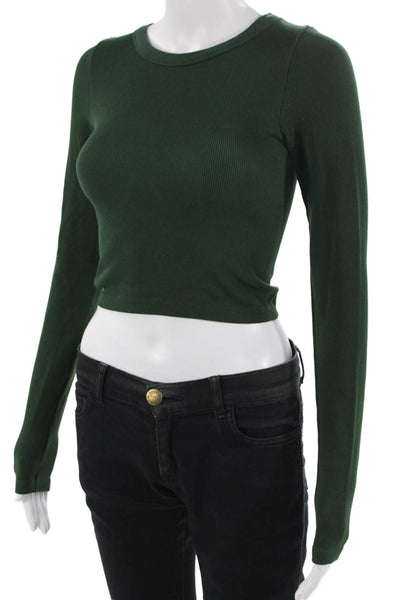 Sunday Best Women Cropped Basic Green Long Sleeve T-Shirt Size M