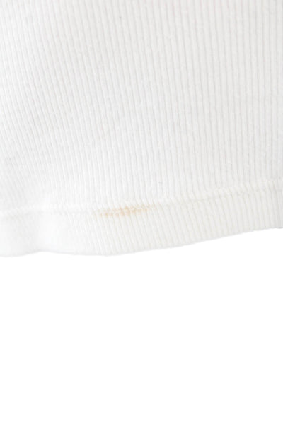 TNA Women Cropped Basic T-Shirt White Long Sleeve Crew Neck Button Size XS