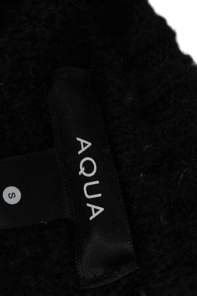 Aqua Women Pullover Sweater V-Neck Long Sleeve Black Size S