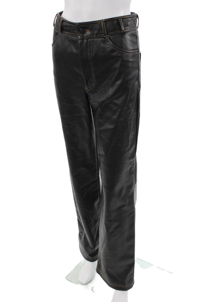 Zara Black Biker Pants 100% Polyurethane Button Size S