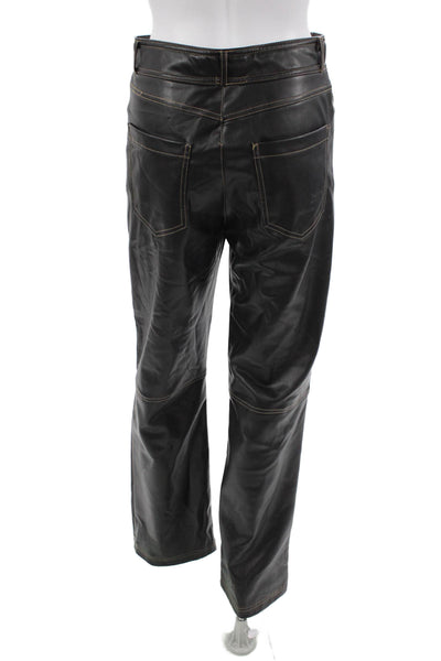 Zara Black Biker Pants 100% Polyurethane Button Size S
