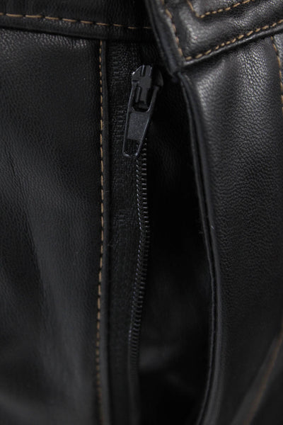 Zara Black Biker Pants 100% Polyurethane Button Size S