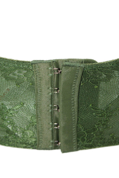 Out From Under Womens Green Floral Square Neck Spaghetti Strap Crop Top Size S