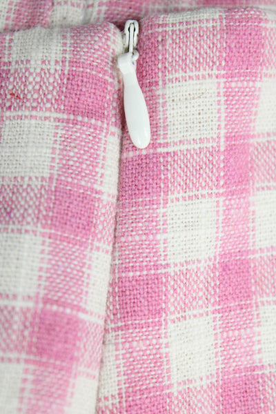 Zara Womens Crop Top Pink Checkered Square Neck Sleeveless Size XS