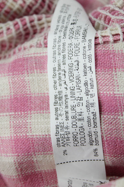 Zara Womens Crop Top Pink Checkered Square Neck Sleeveless Size XS
