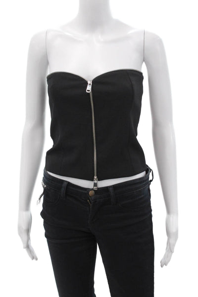 Zara Women Cropped Tank Black Zip Sleeveless 90s Size XS