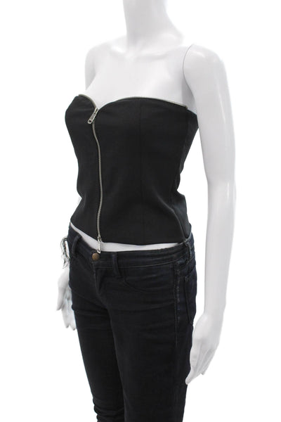Zara Women Cropped Tank Black Zip Sleeveless 90s Size XS