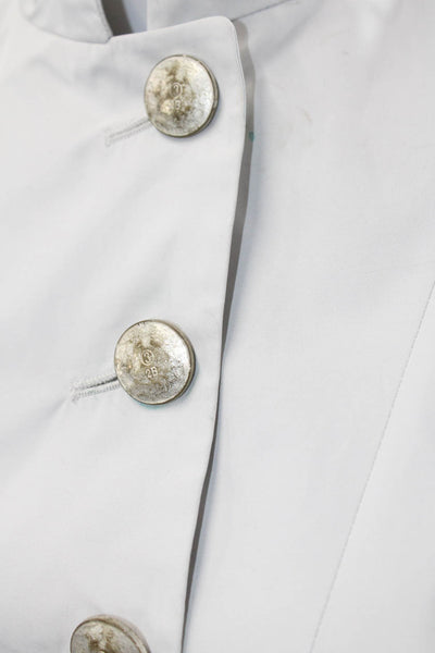 Pauw Women Military Jacket White High Neck Button Long Sleeve Size 1