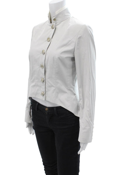 Pauw Women Military Jacket White High Neck Button Long Sleeve Size 1