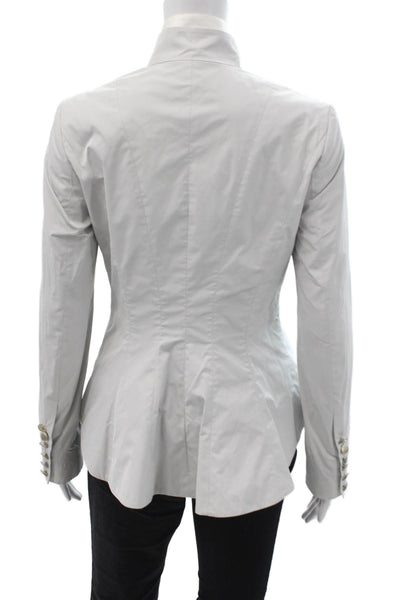 Pauw Women Military Jacket White High Neck Button Long Sleeve Size 1