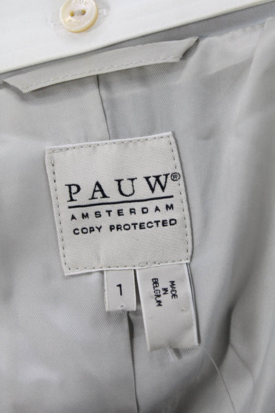 Pauw Women Military Jacket White High Neck Button Long Sleeve Size 1