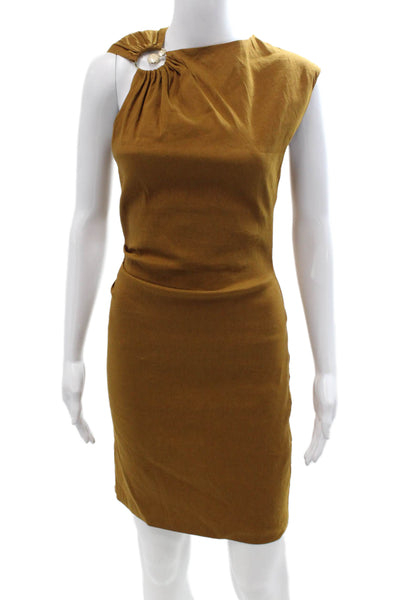 Zara Women Sheath Dress Brown Sleeveless Mid-Calf Size XS