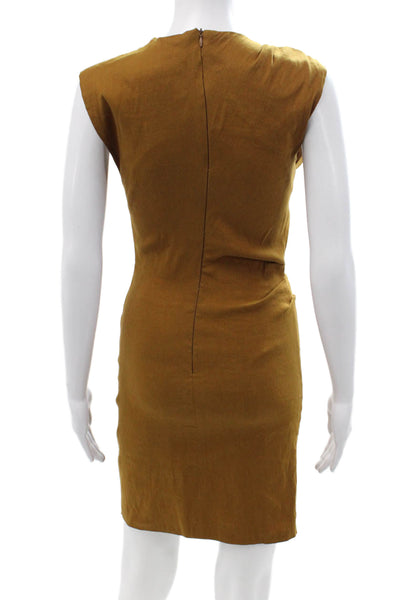 Zara Women Sheath Dress Brown Sleeveless Mid-Calf Size XS