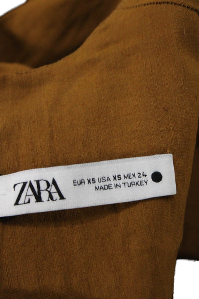Zara Women Sheath Dress Brown Sleeveless Mid-Calf Size XS