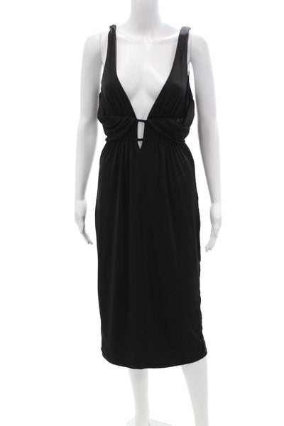 Majorelle Women Tank Dress Black V-Neck Drawstring Sleeveless Knee Size S