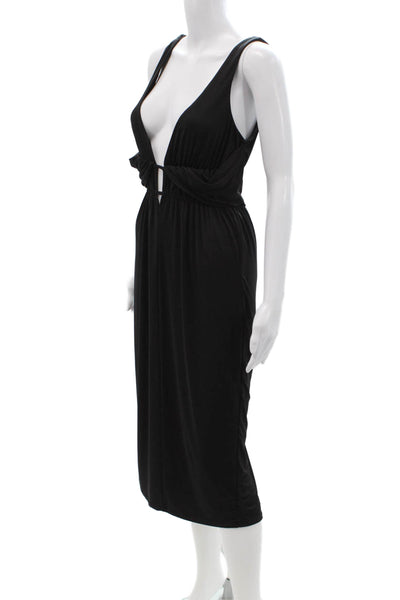 Majorelle Women Tank Dress Black V-Neck Drawstring Sleeveless Knee Size S