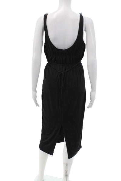 Majorelle Women Tank Dress Black V-Neck Drawstring Sleeveless Knee Size S