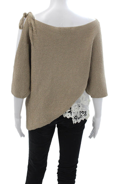 Zara Unisex Pullover Beige 3/4 Sleeve Drawstring Lyocell Blend Size S