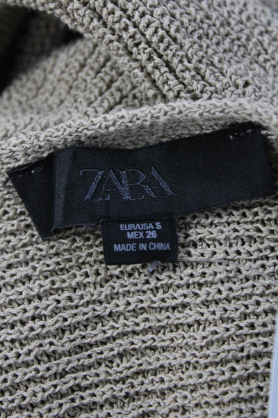 Zara Unisex Pullover Beige 3/4 Sleeve Drawstring Lyocell Blend Size S