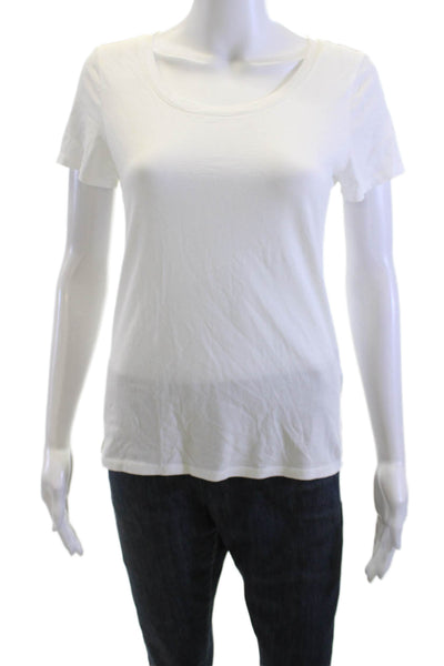 Quince Women Basic White Round Neck Short Sleeve T-Shirt Size S