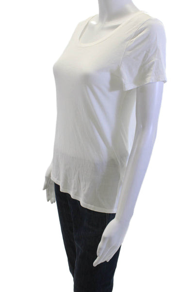 Quince Women Basic White Round Neck Short Sleeve T-Shirt Size S