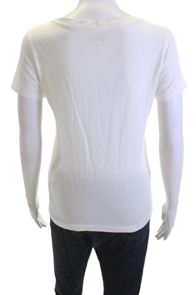 Quince Women Basic White Round Neck Short Sleeve T-Shirt Size S