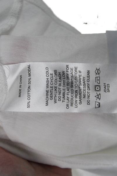Quince Women Basic White Round Neck Short Sleeve T-Shirt Size S