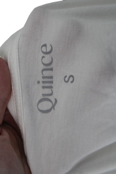 Quince Women Basic White Round Neck Short Sleeve T-Shirt Size S