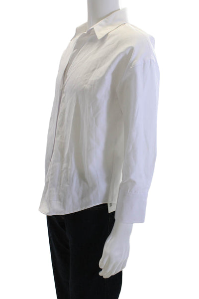 Zara Mens Long Sleeves Button Down Shirt White Cotton Blend Size Small