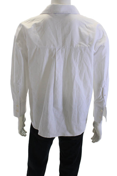 Zara Mens Long Sleeves Button Down Shirt White Cotton Blend Size Small