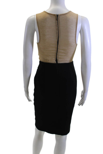 Solace London Women Black Bodycon Pencil Dress V-Neck Sleeveless Knee Size 0