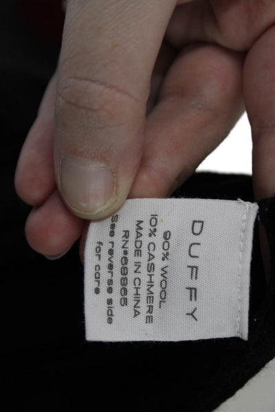 Duffy Unisex Pullover V-Neck Black 90% Wool 10% Cashmere 3/4 Sleeve Size M