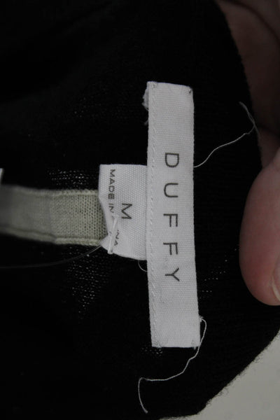 Duffy Unisex Pullover V-Neck Black 90% Wool 10% Cashmere 3/4 Sleeve Size M