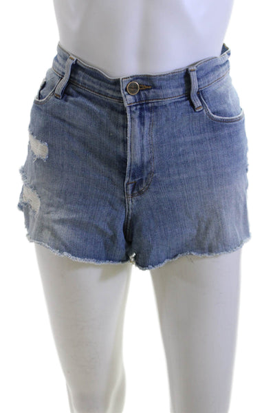Frame Denim, Unisex Blue Button Solid 90s Shorts Size 30