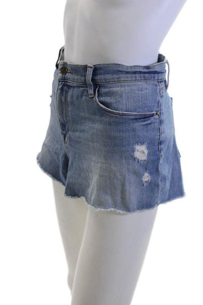 Frame Denim, Unisex Blue Button Solid 90s Shorts Size 30