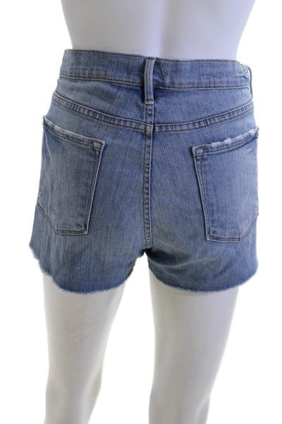 Frame Denim, Unisex Blue Button Solid 90s Shorts Size 30