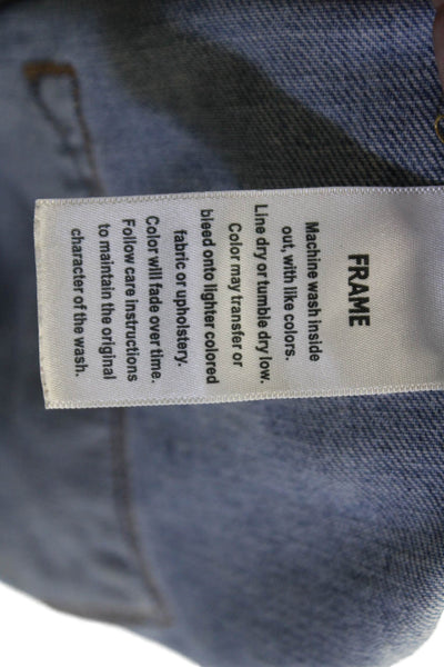 Frame Denim, Unisex Blue Button Solid 90s Shorts Size 30