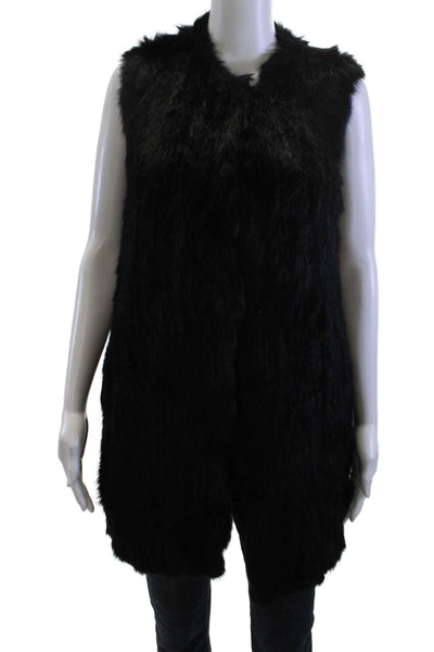 Theory Women Black Rabbit Lapin Vest Sleeveless Fall Size 0P