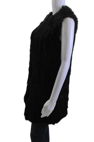 Theory Women Black Rabbit Lapin Vest Sleeveless Fall Size 0P