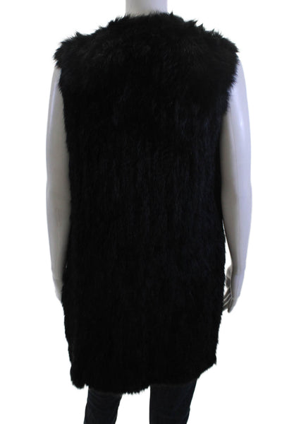 Theory Women Black Rabbit Lapin Vest Sleeveless Fall Size 0P