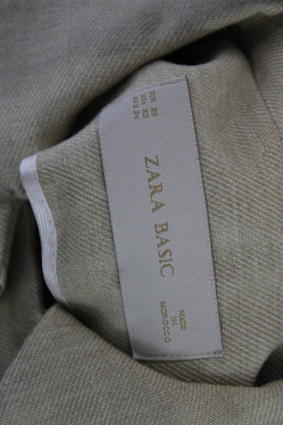 Zara Basic Women Beige Collared Button Coat Linen Cotton Classic Size XS