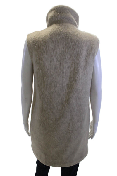 Theory Women Beige High Neck Sleeveless Vest Virgin Wool Blend Size 0P