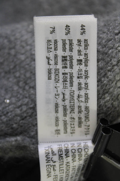 Zara Women Polka Dot Gray Full-Zip Cardigan Size M