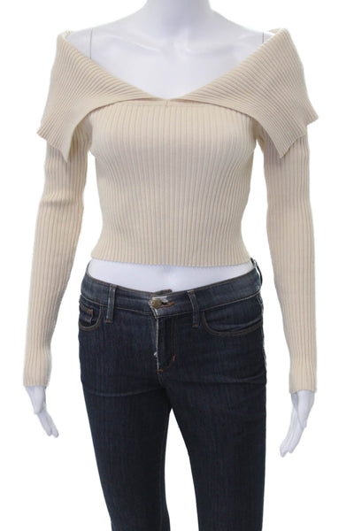 Zara Womens Pullover Sweater Beige Cotton Blend Long Sleeve Size S