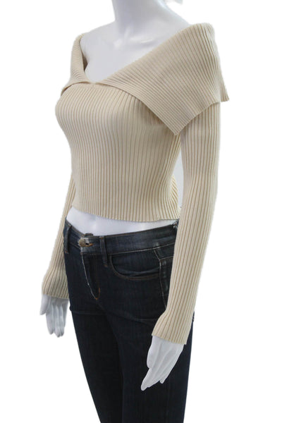 Zara Womens Pullover Sweater Beige Cotton Blend Long Sleeve Size S