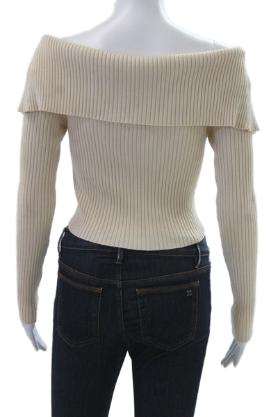 Zara Womens Pullover Sweater Beige Cotton Blend Long Sleeve Size S